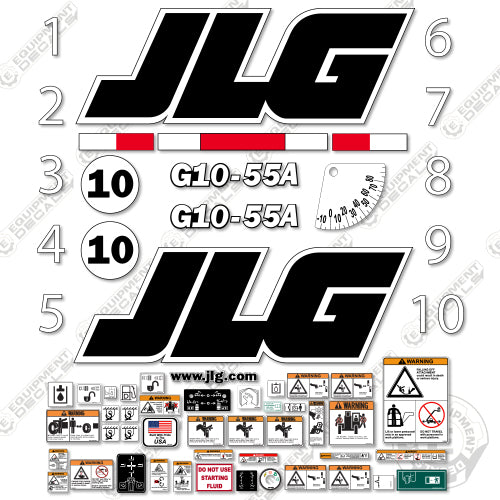 Fits JLG G10-55A Decal Kit Telehandler 55, 55a, decal kit, g10, g1055a