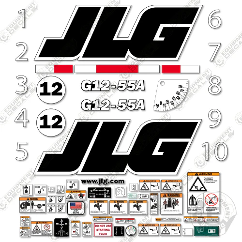 Fits JLG G12-55A Decal Kit Telehandler 12, 55, 55a, decal kit, g12, g1255a