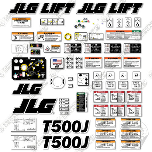 Fits JLG T500J Decal Kit Towable Boom Lift 500, t500, t500j