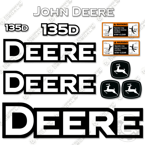 Fits John Deere 135D Decal Kit Excavator 135, 135 g, decal kit, excavater, excavator, john deere, Skid Steer