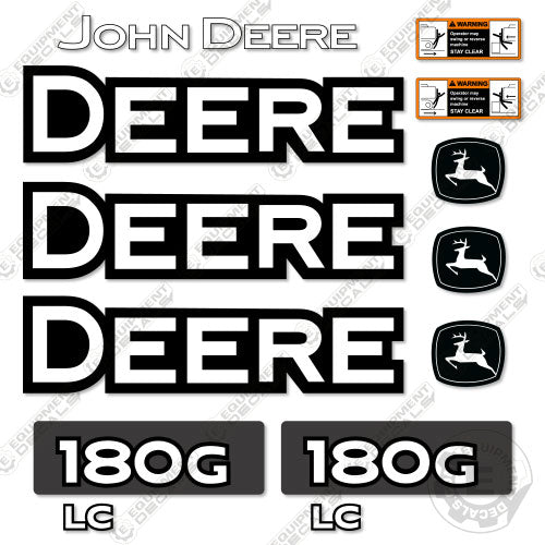 Fits John Deere 180G Decal Kit Excavator 180, 180g, 180glc, decal kit, excavater, excavator, john deere, Skid Steer