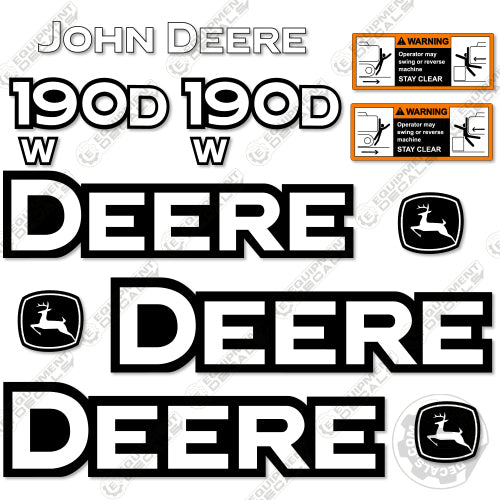 Fits John Deere 190DW Decal Kit Excavator 190, 190d, 190dw, decal kit, excavator, john deere