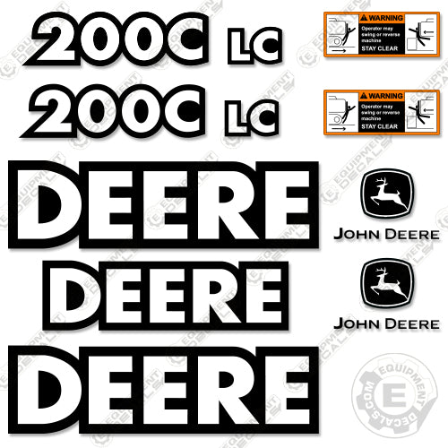 Fits John Deere 200C LC Excavator Decal Kit 200, 200c, 200c-lc, 200clc, decal kit, excavator, john deere