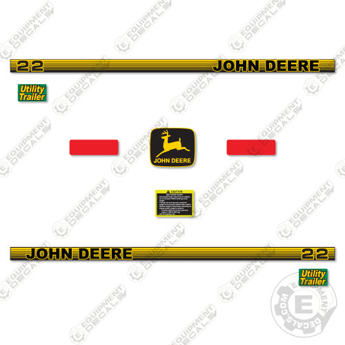 Fits John Deere 22 Decal Kit Utility Trailer 4400, decal kit