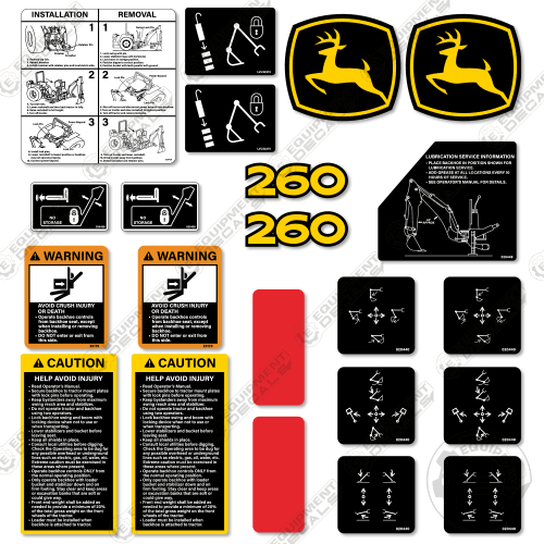 Fits John Deere 260 Decal Kit Backhoe Attachment decal kit