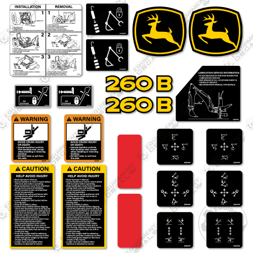 Fits John Deere 260B Decal Kit Backhoe Attachment decal kit