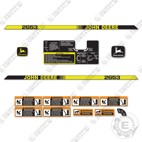 Fits John Deere 2653 Decal Kit Mower decal kit