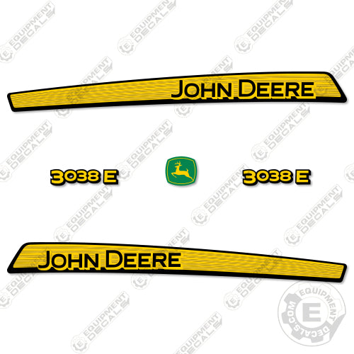 Fits John Deere 3038E Tractor Decal Kit (Older) 3038, compact tractor, decal kit, john deere, tractor