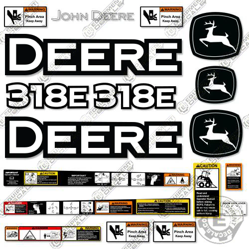 Fits John Deere 318E Decal Kit Skid Steer 318, 318-e, decal kit, john deere, Skid Steer