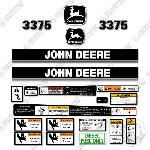 Fits John Deere 3375 Decal Kit Skid Steer 3375, decal kit, john deere, Skid Steer