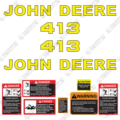 Fits John Deere 413 Decal Kit Rotary Cutter 413, decal kit