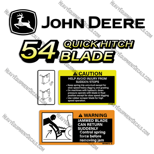 Fits John Deere 54 Quick Hitch Decal Kit Blade 