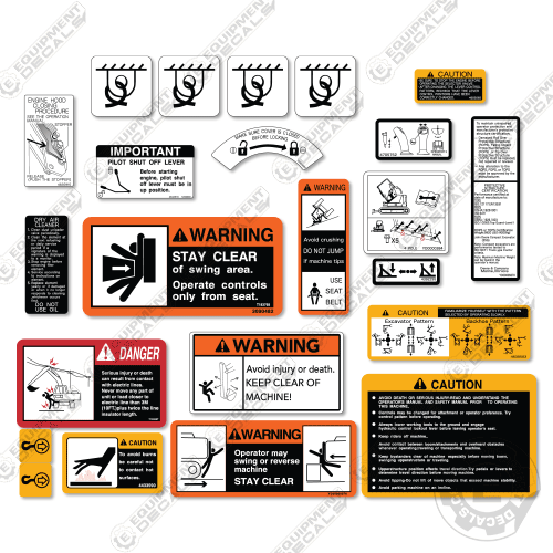 Fits John Deere Warning Decal Kit G-Series Mini Excavator decal kit