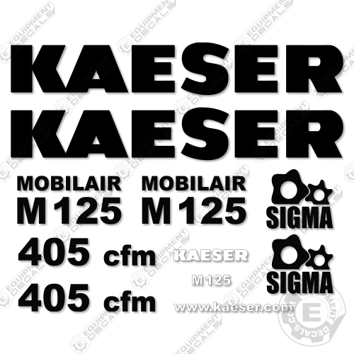 Fits Kaeser M125 Decal Kit Compressor 125, decal kit, M125