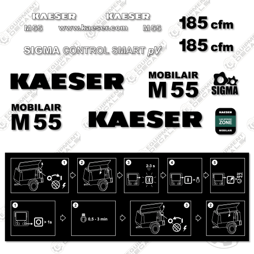 Fits Kaeser M55 Decal Kit Compressor decal kit, m55