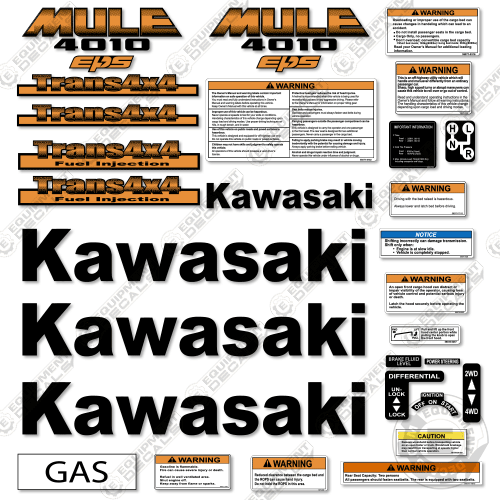 Fits Mule 4010 Decal Kit Utility Vehicle (Orange) 4010, decal kit, fuel, fuel injected, injection, power, power steering, steering