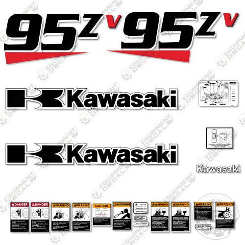 Fits Kawasaki 95ZV Decal Kit Wheel Loader 95, 95zv, decal kit