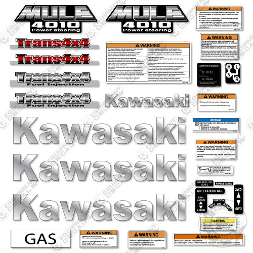 Fits Mule 4010 Decal Kit Utility Vehicle 4010, decal kit, fuel, fuel injected, injection, power, power steering, steering