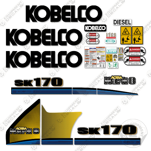 Fits Kobelco SK170 Mark 8 Decal Kit Excavator 170, decal kit, diesel, mark 8, sk, sk170