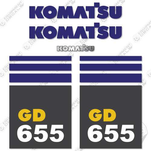 Fits Komatsu GD 655 Decal Kit Motor Grader 655, decal kit, dozer, equipmentdecals, gd655, komatsu