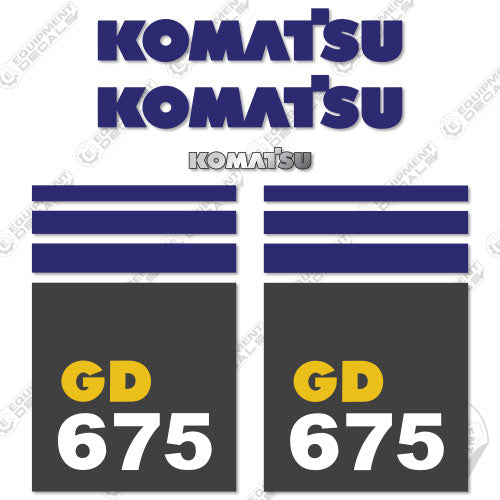 Fits Komatsu GD 675 Decal Kit Motor Grader 675, decal kit, dozer, equipmentdecals, gd675, komatsu