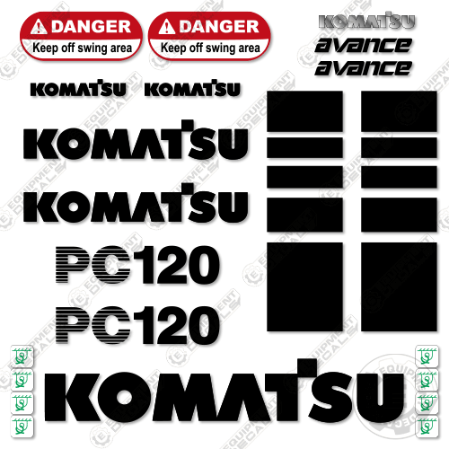 Fits Komatsu PC120LC-6 Decal Kit Excavator 120, 120-6, decal kit, pc120, pc120-6, pc300le