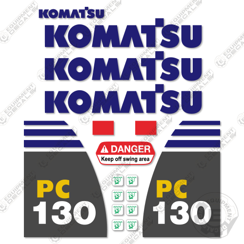 Fits Komatsu PC130-8 Decal Kit Excavator 130-8, decal kit, pc130, pc130-8