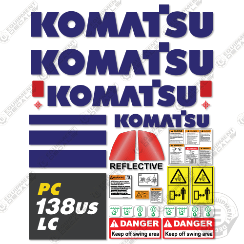 Fits Komatsu PC 138 USLC-11 Decal Kit Excavator decal kit, lc-11, pc138, pc138uslc