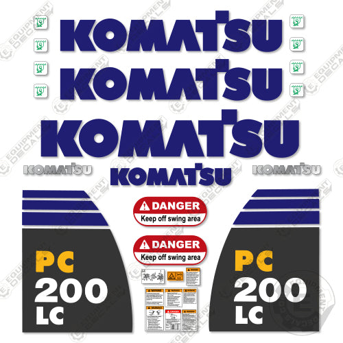 Fits Komatsu PC200LC-8 Decal Kit Excavator 200, 200lc, 220, decal kit, lc8, pc200