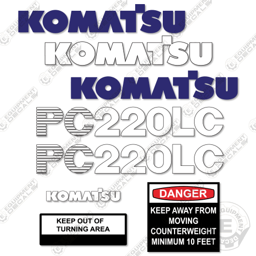 Fits Komatsu PC220LC-5 Decal Kit Excavator 220, 220lc, 220lc-5, decal kit, pc220