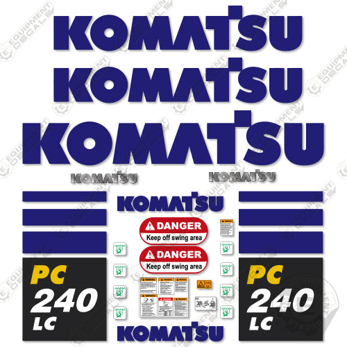 Fits Komatsu PC240LC-10 Decal Kit Excavator 240, 240lc, 240lc-10, decal kit, pc240lc