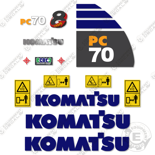 Fits Komatsu PC70-8 Decal Kit Mini Excavator 70, 70-8, decal kit, pc70, pc70-8