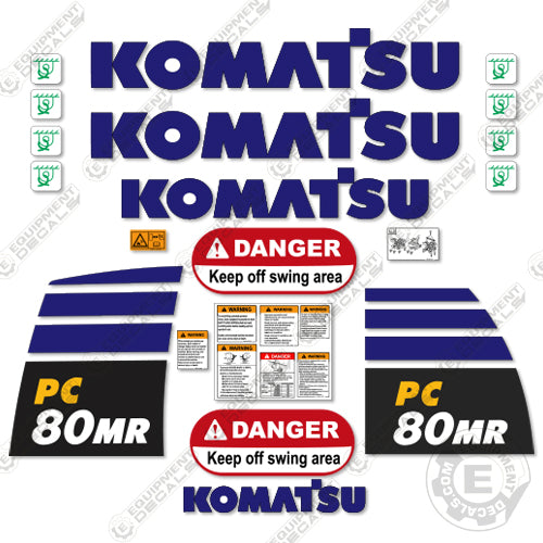 Fits Komatsu PC80MR-5 Decal Kit Excavator 80, 80mr, decal kit, mr-5, pc80, pc80mr-5