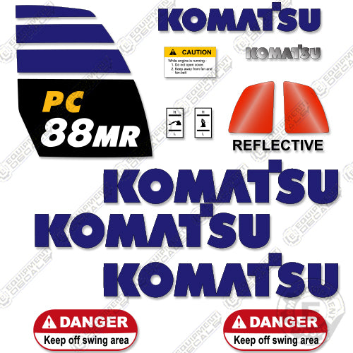 Fits Komatsu PC 88 MR 10 Decal Kit Excavator 10, 88, decal kit, pc88mr-10