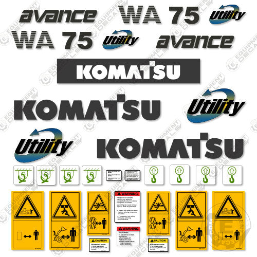 Fits Komatsu WA75-3 Decal Kit Wheel Loader 75, decal kit, wa75, wa75-3