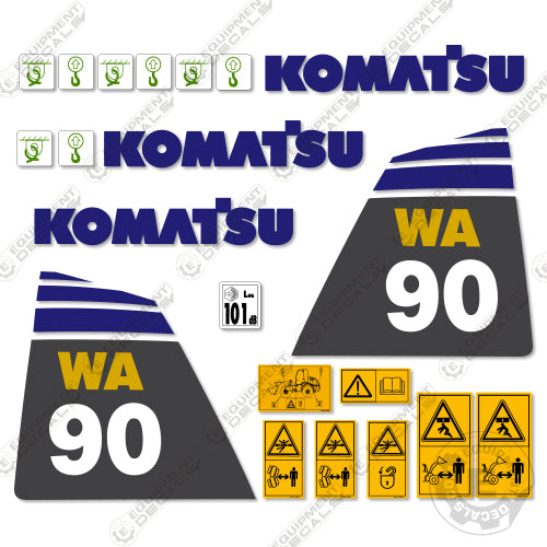 Fits Komatsu WA90-5 Decal Kit Wheel Loader 90, decal kit, wa-90, wa90, wa90-5