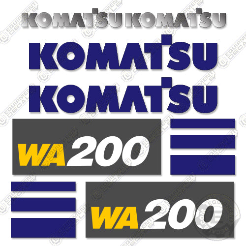 - Fits Komatsu WA 200 8 Wheel Loader Decal Kit #KOM-WA200-8