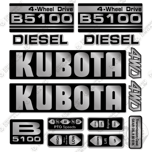 Fits Kubota B5100 Decal Kit Tractor 5100, Kubota