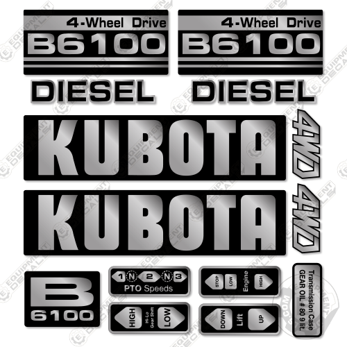 Fits Kubota B6100 Decal Kit Tractor 6100, Kubota