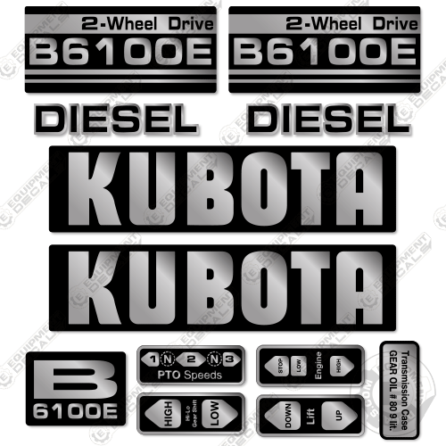 Fits Kubota B6100E Decal Kit Tractor 6100E, Kubota, 6100, b6100