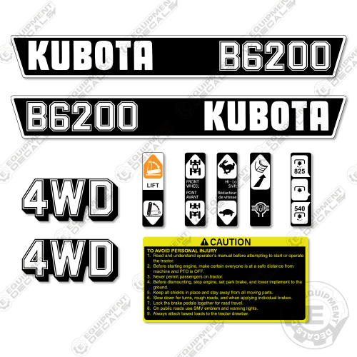 Fits Kubota B6200 Decal Kit Tractor 6200, b6200, Kubota, la