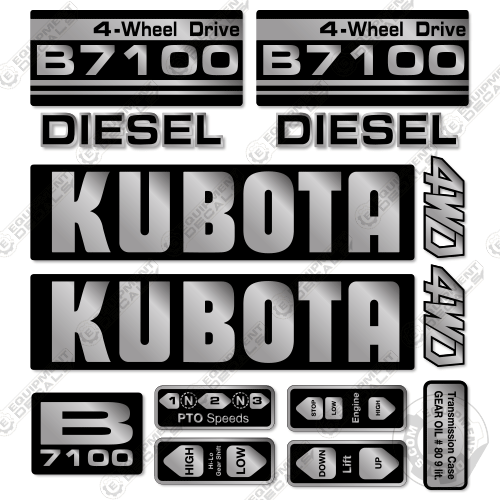 Fits Kubota B7100 Decal Kit Tractor 7100, Kubota