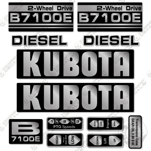 Fits Kubota B7100E Decal Kit Tractor 7100E, Kubota