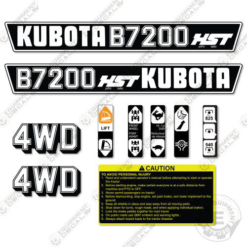 Fits Kubota B7200 HST Decal Kit Tractor 7200, b7200, Kubota, la