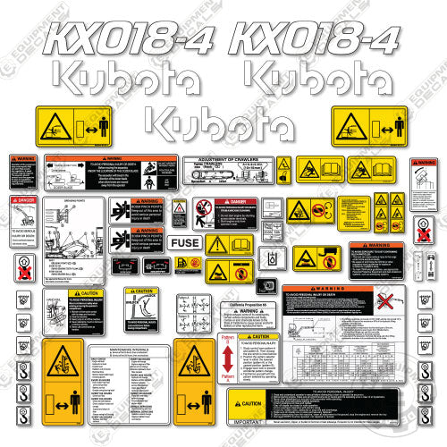 Fits Kubota KX018-4 Decal Kit Mini Excavator 018-4, Kubota