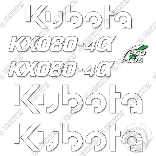 Fits Kubota KX080-4a Mini Excavator Decal Kit decal kit, kx080-4a