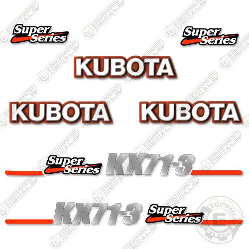 Fits Kubota KX71-3 Decal Kit Mini Excavator 71, 71-3, 713, Kubota, kx71