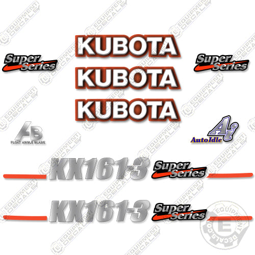 Fits Kubota KX161-3 Decal Kit Mini Excavator 161, 161-3, 1613, Kubota, kx161