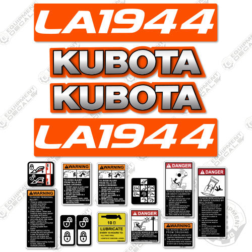 Fits Kubota LA1944 Decal Kit Tractor Front End Loader Attachment Kubota, la1944