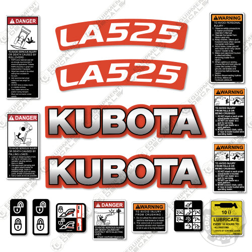 Fits Kubota LA525 Decal Kit Tractor Front End Loader Attachment 525, Kubota, la-525, la525